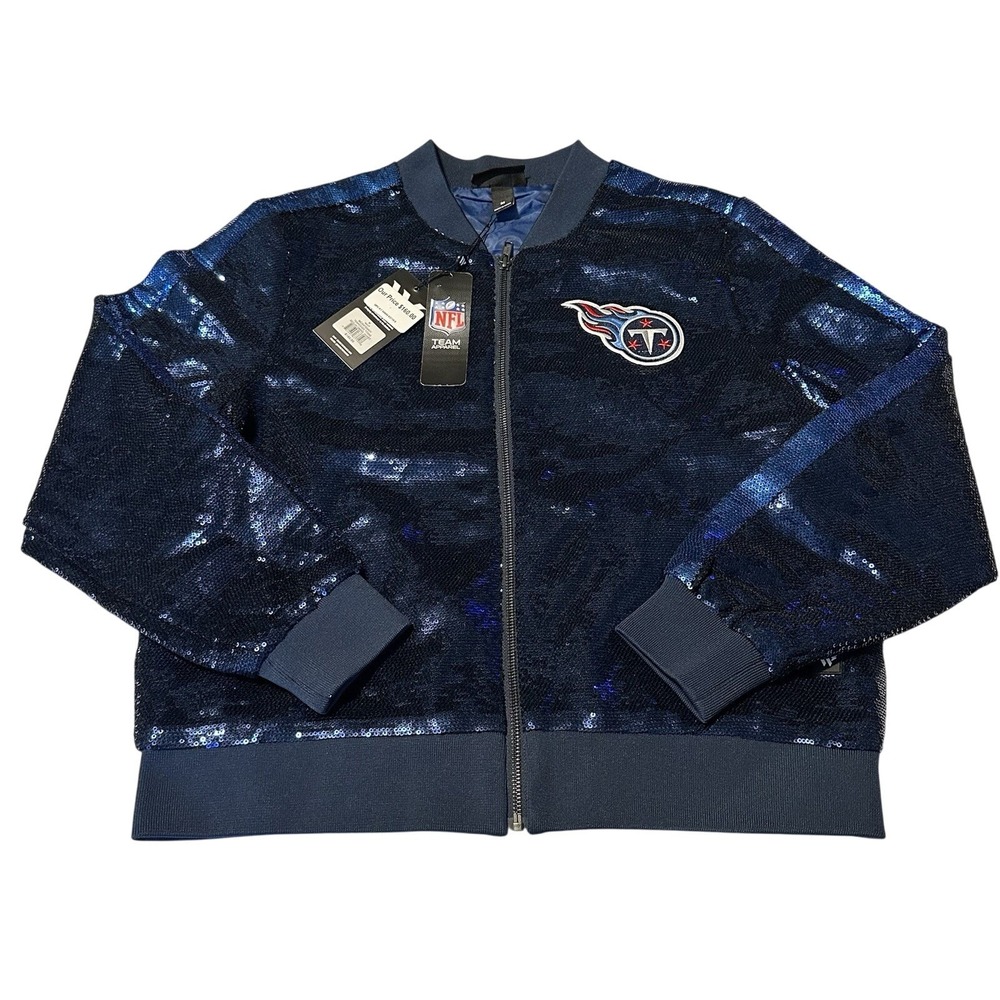 NEW Women's MEDIUM Tennessee Titans Blue Sequin Jacket‎ - The Wild Collection
